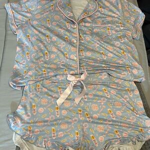 Women's Blue Printed Pajama Set